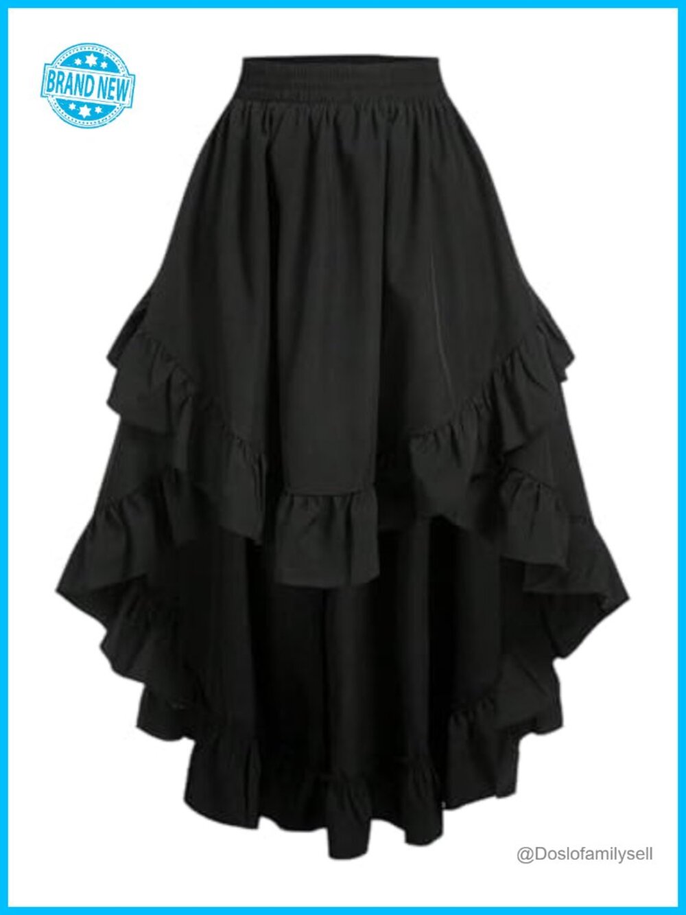 Plus Size Ruffle Hem Asymmetrical High Low Midi Skirt Elastic Waist